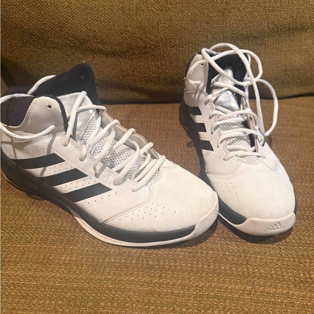 Adidas Men's White and Black High-Top Sneakers -
